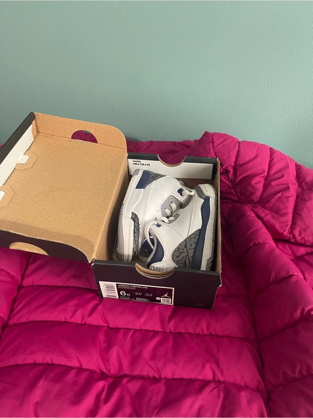 Jordan Kids White and Navy Retro Sneakers